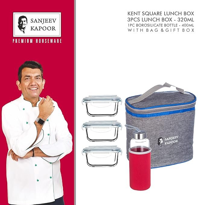 Sanjeev Kapoor Kent 3 PC Microwave Safe Lunch Box Set & 1 PC Bottle 400 ML - Image 5