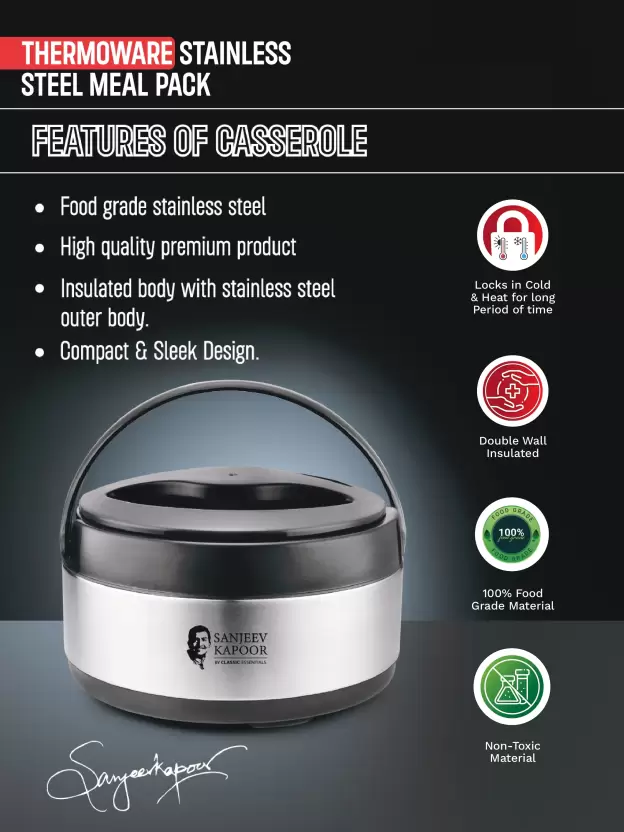 Sanjeev Kapoor Meal Pack Thermoware Casserole & Thermo Lunch Box - Image 3