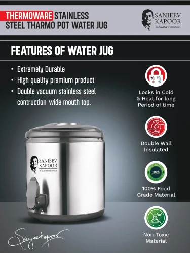 Sanjeev Kapoor Thermoware Stainless Steel Thar Pot Water Jug (10 Liters) - Image 4